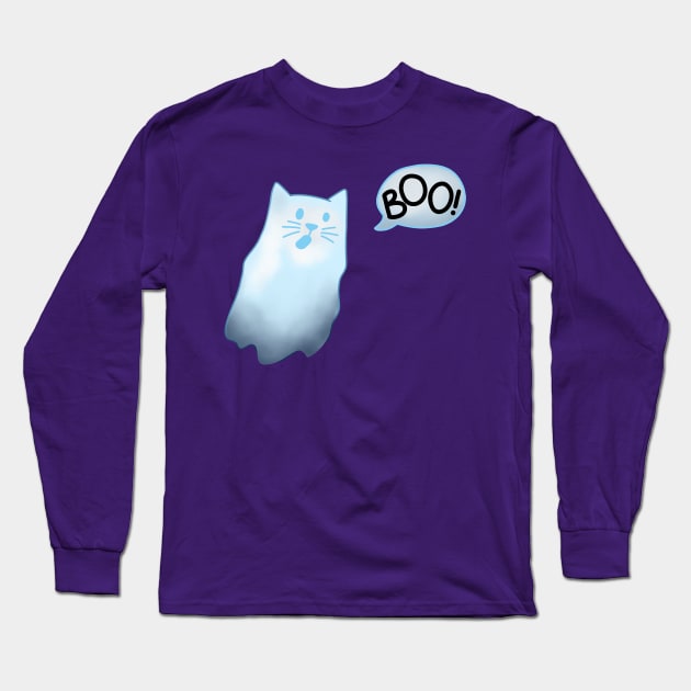 Ghost Cat Long Sleeve T-Shirt by Doodlecats 